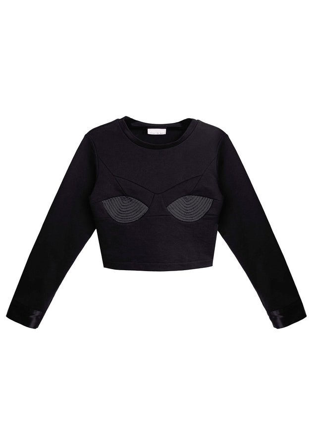 Black - Top Stitch Bebe Sweatshirt | Fleur du Mal - DEMO