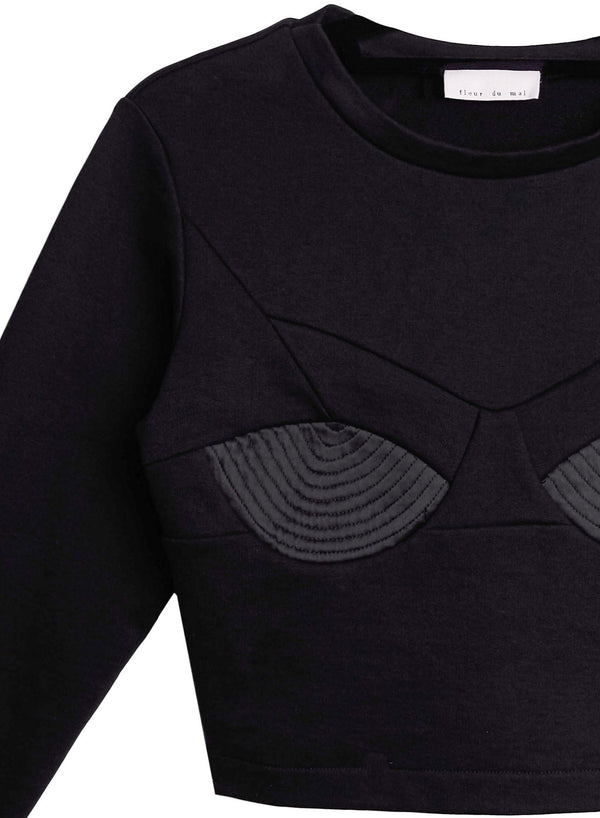 Black - Top Stitch Bebe Sweatshirt | Fleur du Mal - DEMO