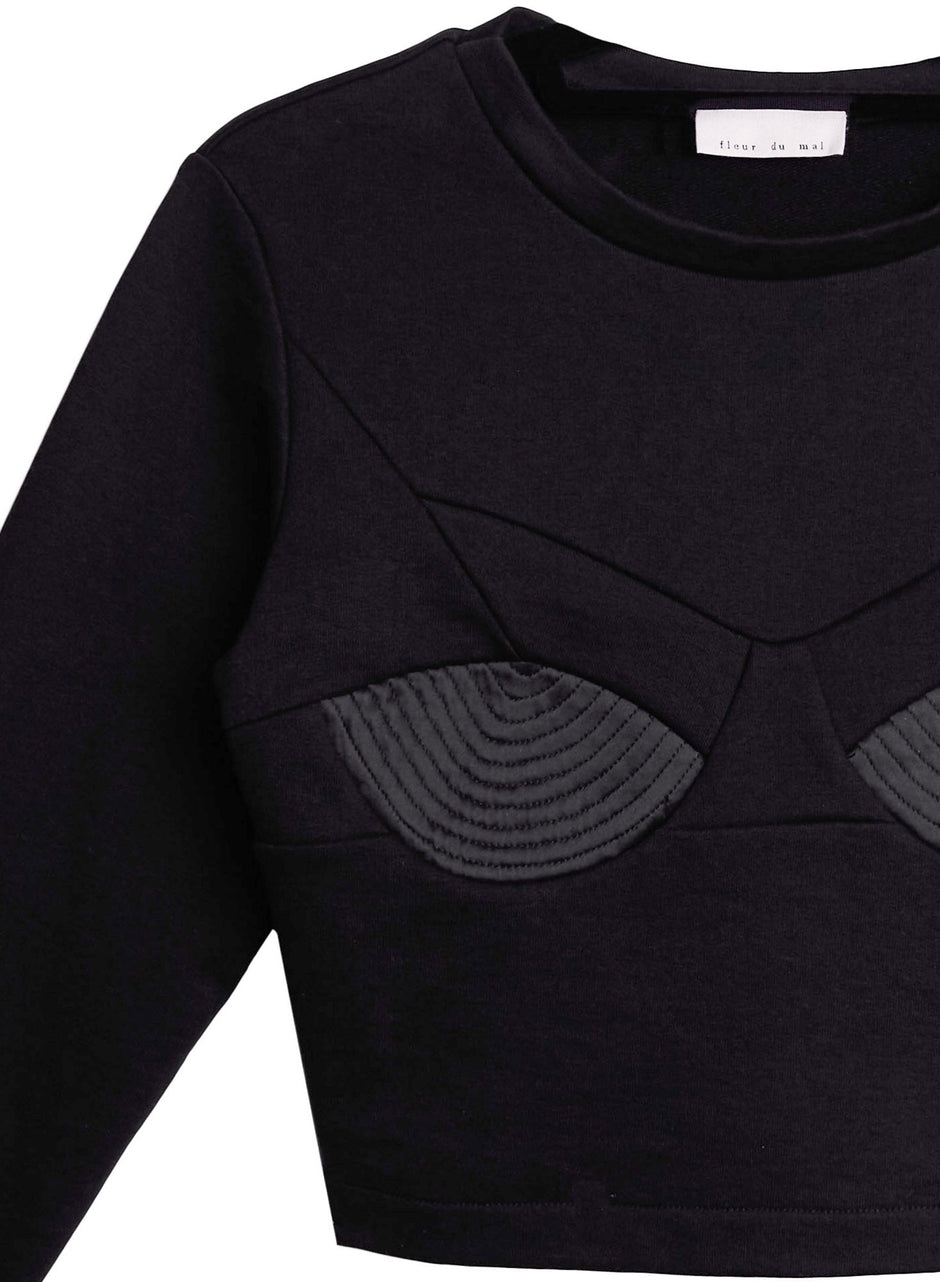 Black - Top Stitch Bebe Sweatshirt | Fleur du Mal - DEMO
