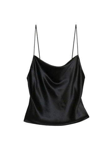 Black - Cowl Neck Spaghetti Strap Cami | Fleur du Mal - DEMO