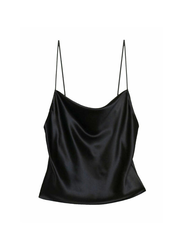 Black - Cowl Neck Spaghetti Strap Cami | Fleur du Mal - DEMO