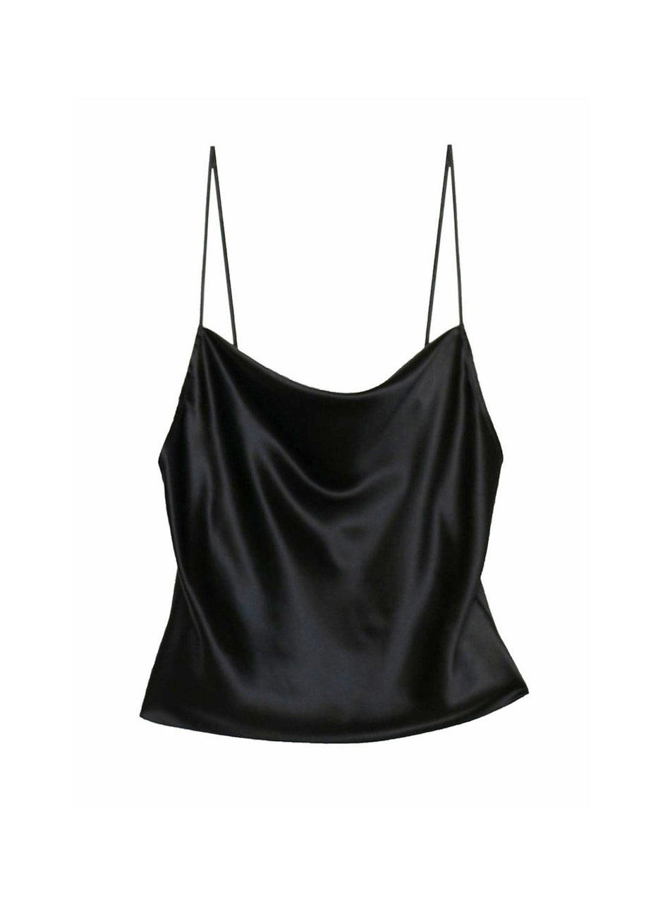 Black - Cowl Neck Spaghetti Strap Cami | Fleur du Mal - DEMO
