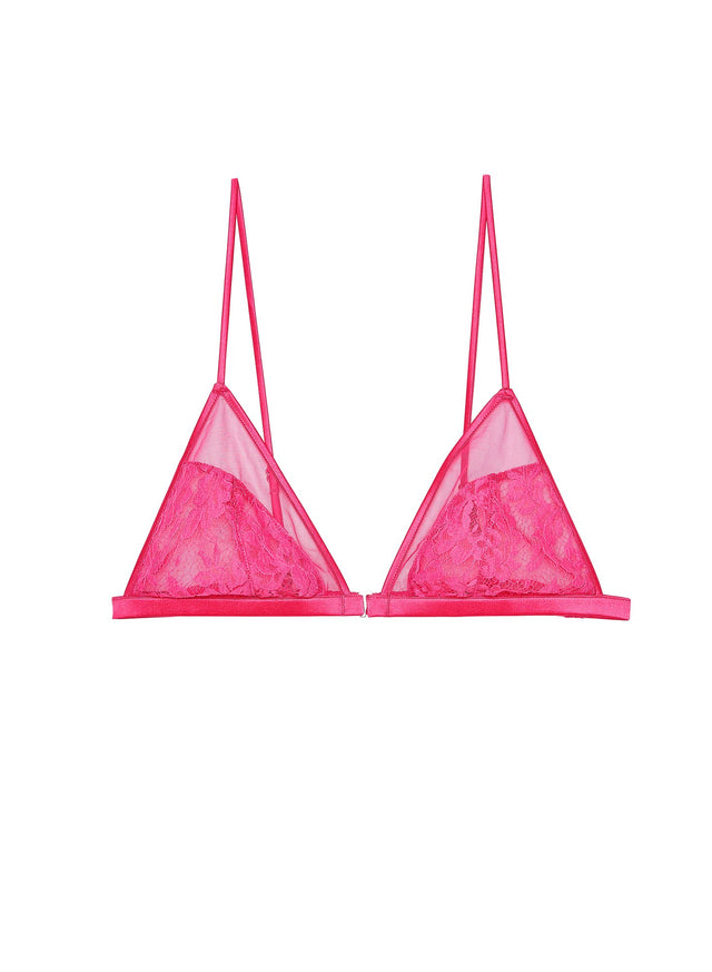 Plum rose - Lotus Lace Trimmed Triangle Bra | Fleur du Mal - DEMO