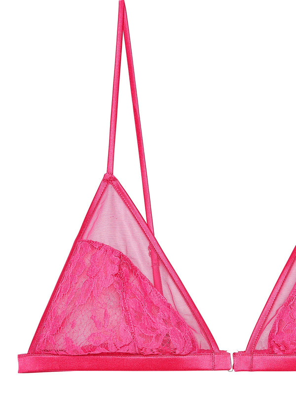 Plum rose - Lotus Lace Trimmed Triangle Bra | Fleur du Mal - DEMO