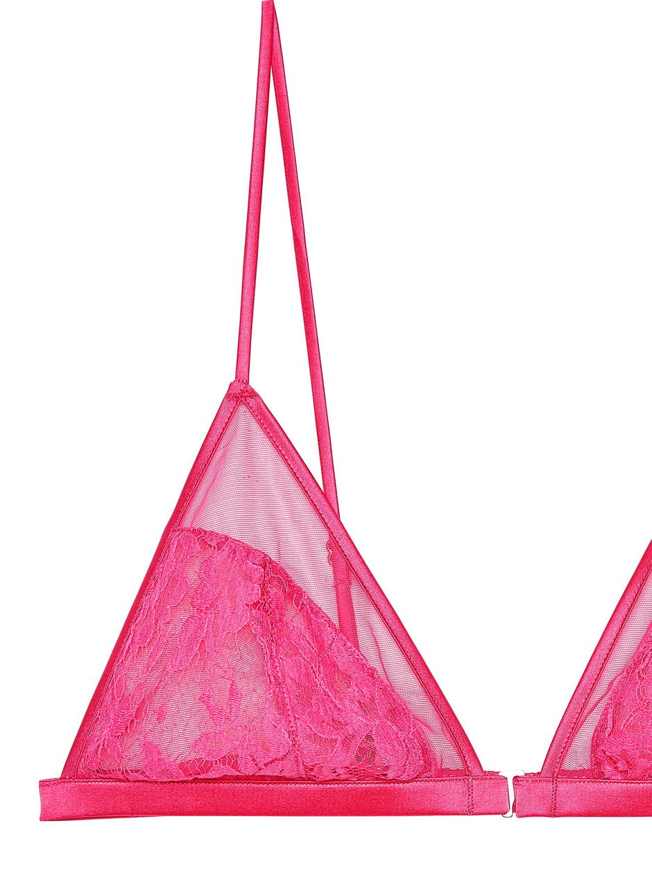 Plum rose - Lotus Lace Trimmed Triangle Bra | Fleur du Mal - DEMO