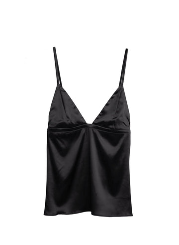 Black - Satin Luxe Triangle Cami | Fleur du Mal - DEMO