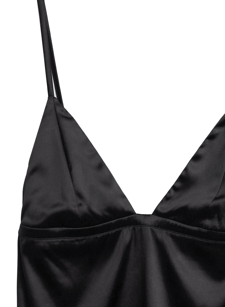Black - Satin Luxe Triangle Cami | Fleur du Mal - DEMO