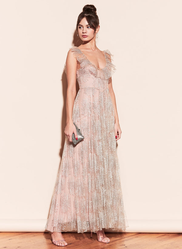 Platinum - Pleated Tulle Gown With Slip | Fleur du Mal - DEMO