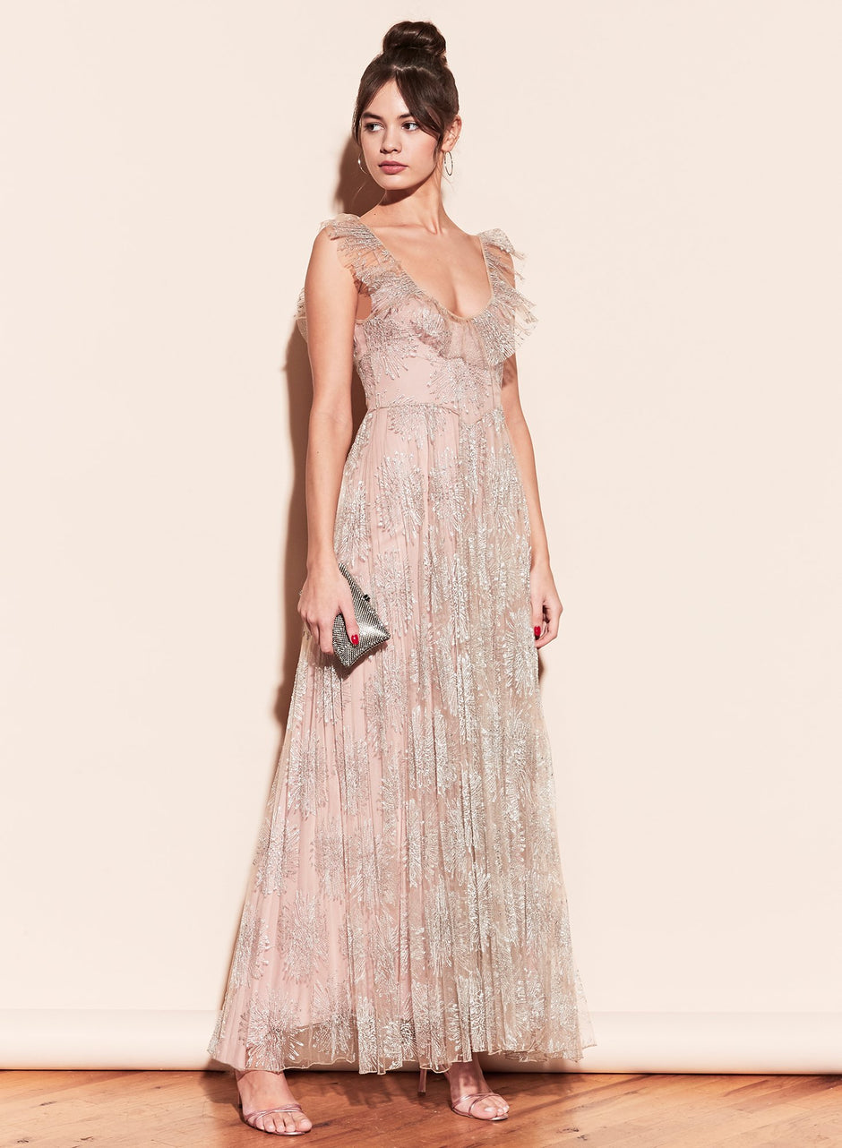 Platinum - Pleated Tulle Gown With Slip | Fleur du Mal - DEMO