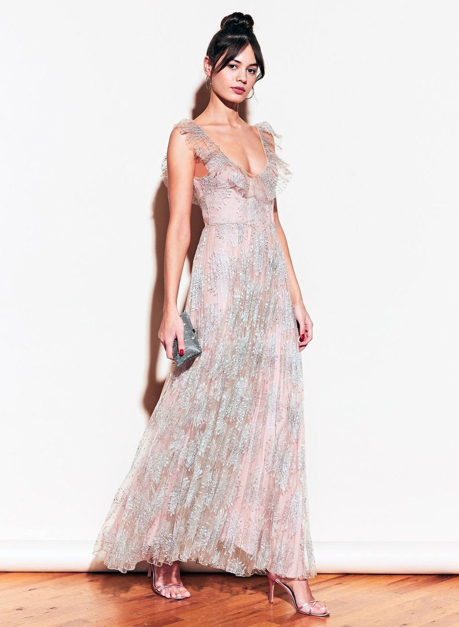 Platinum - Pleated Tulle Gown With Slip | Fleur du Mal - DEMO