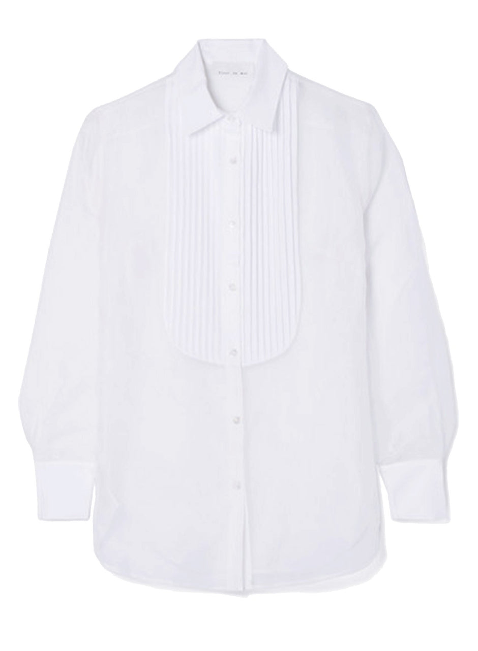 White - Pintuck Tuxedo Shirt | Fleur du Mal - DEMO