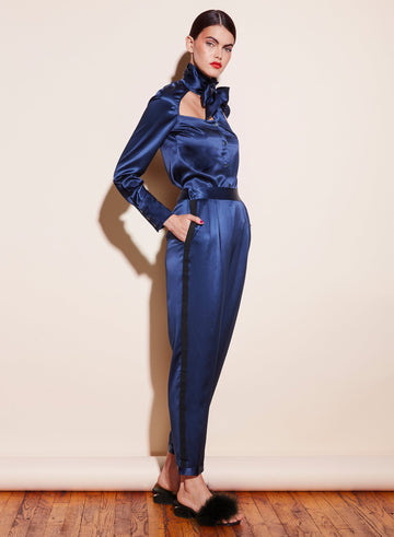 Indigo - Tie Neck Décolleté Blouse | Fleur du Mal - DEMO