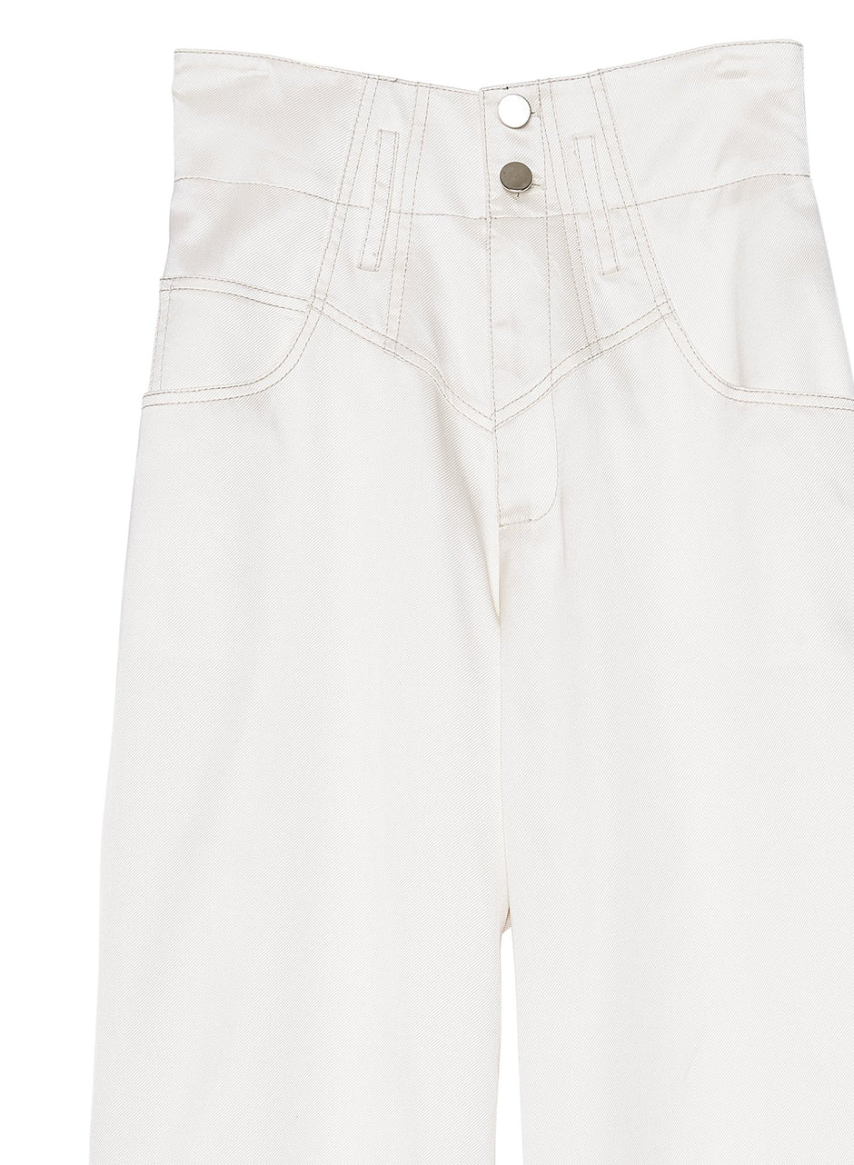 Ivory - Twill High Waist Jean | Fleur du Mal - DEMO