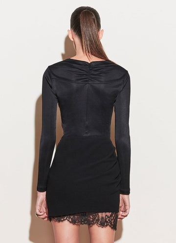Black - Side Draped Skirt | Fleur du Mal - DEMO
