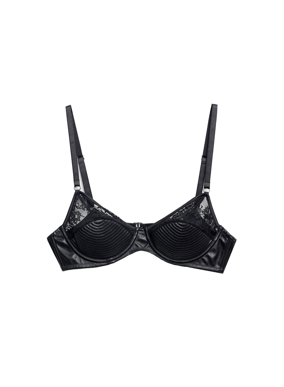 Black - Vegan Leather Bebe Bra | Fleur du Mal - DEMO