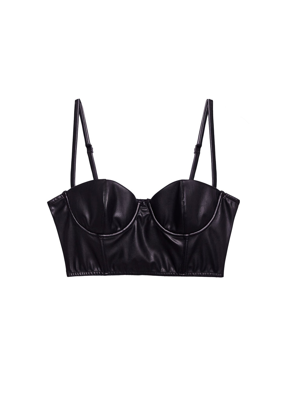Black - Vegan Leather Bustier | Fleur du Mal - DEMO