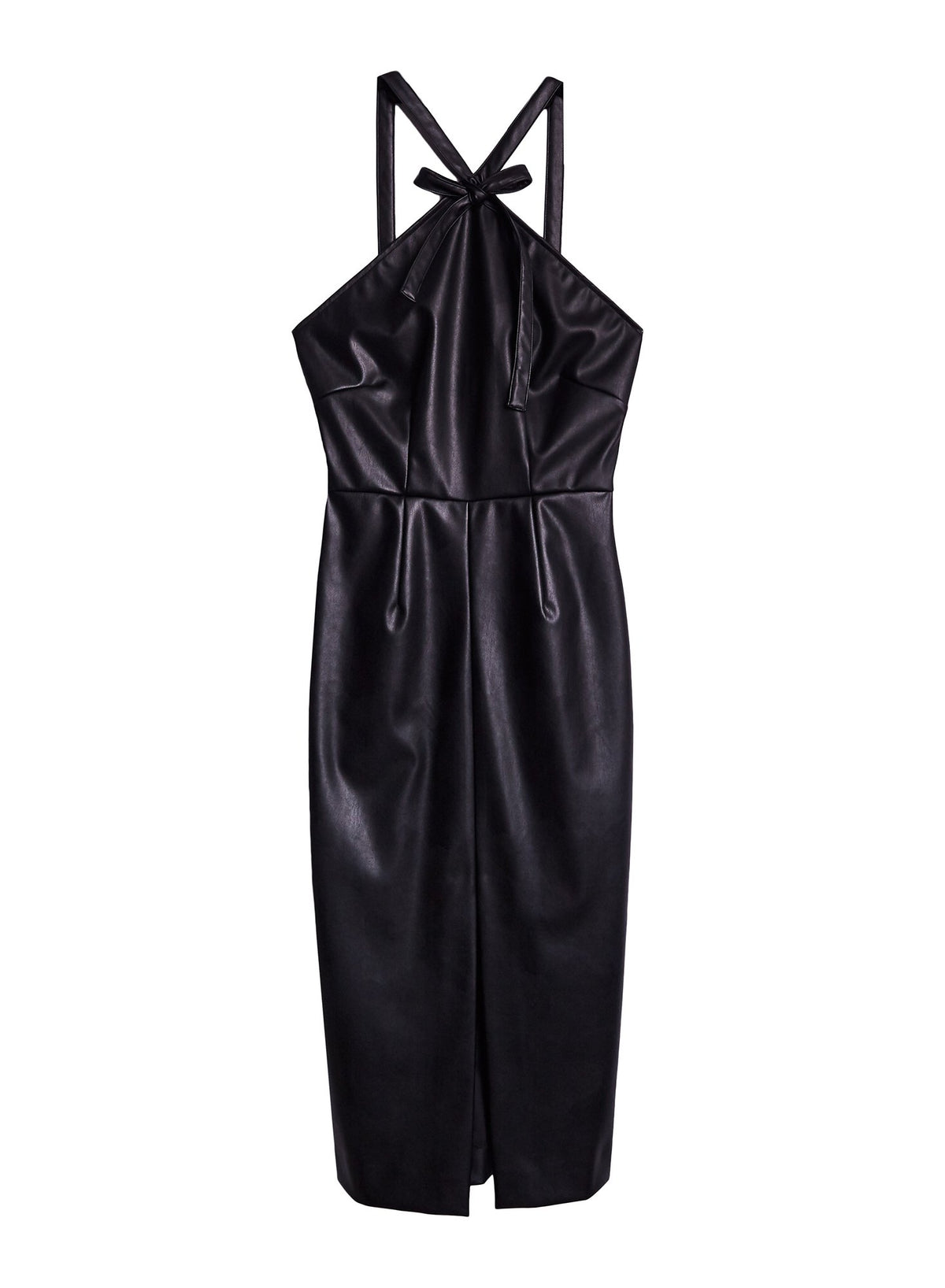 Vegan Leather Dress with Bow