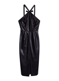Vegan Leather Dress with Bow
