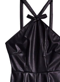 Vegan Leather Dress with Bow
