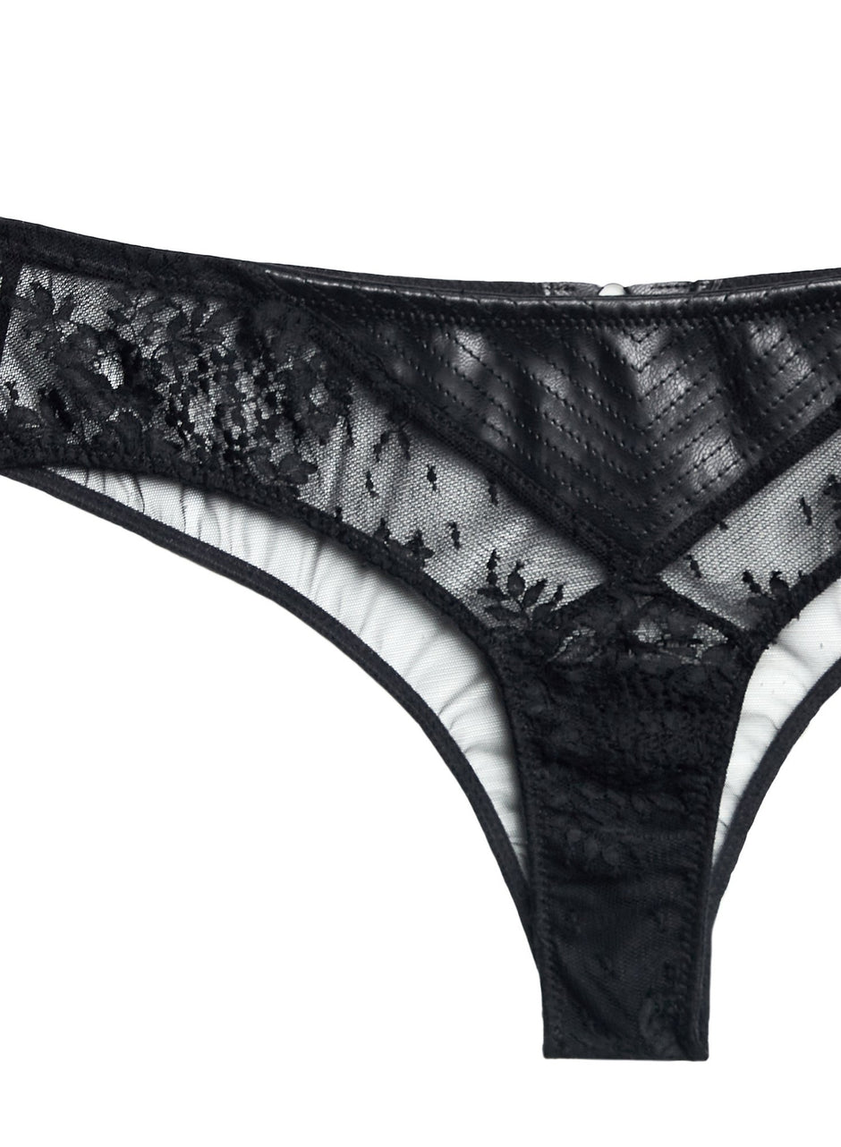 Black - Lace &amp; Vegan Leather Hipster | Fleur du Mal - DEMO