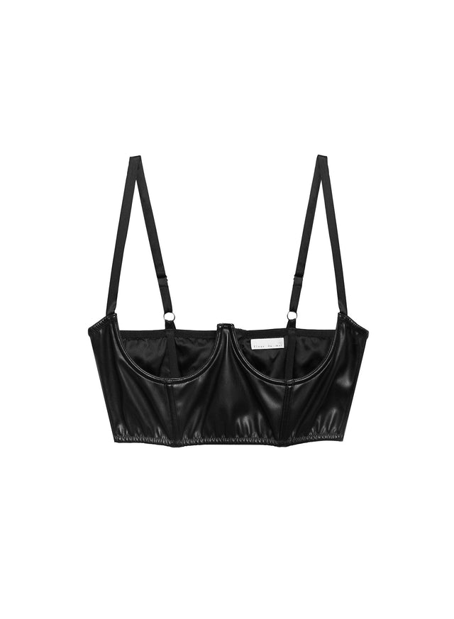 Black - Vegan Leather No Cup Bustier | Fleur du Mal - DEMO