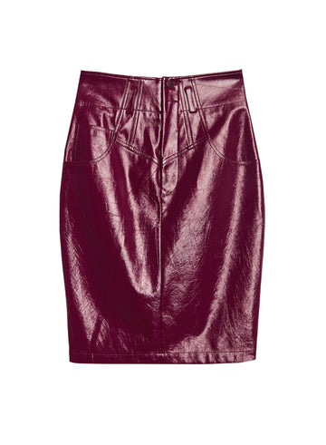 Mulberry - Sculpted Vegan Leather Skirt | Fleur du Mal - DEMO