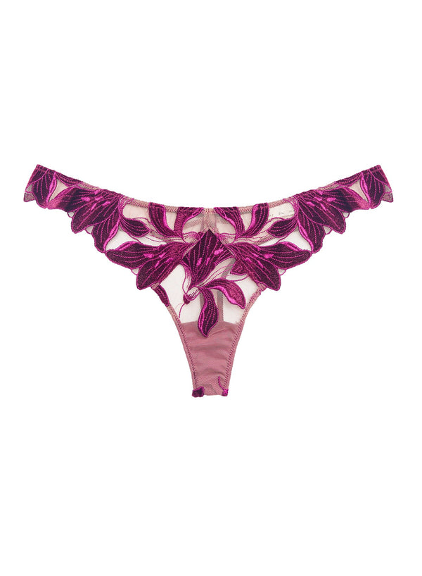 Dahlia - Velvet Lily Embroidery Thong | Fleur du Mal - DEMO
