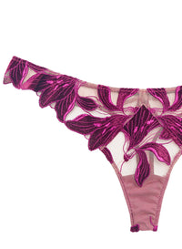 Velvet Lily Embroidery Thong