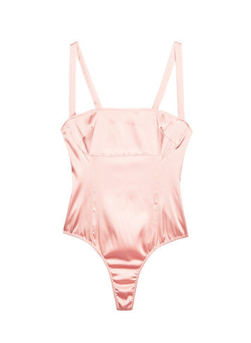 Vintage blush - Satin Ponte Paneled Bodysuit | Fleur du Mal - DEMO