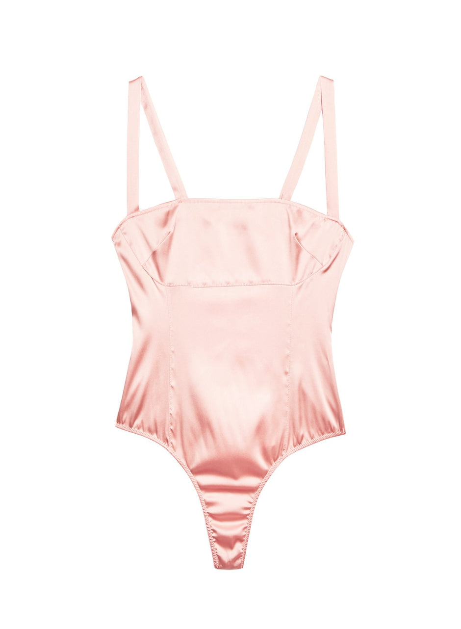 Vintage blush - Satin Ponte Paneled Bodysuit | Fleur du Mal - DEMO
