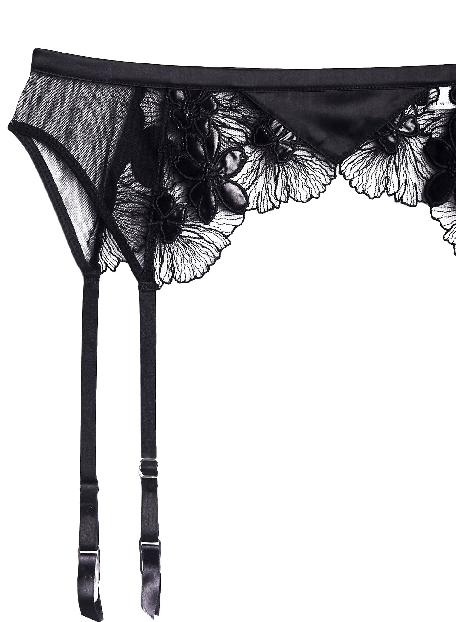 Violet Embroidered Garter Belt