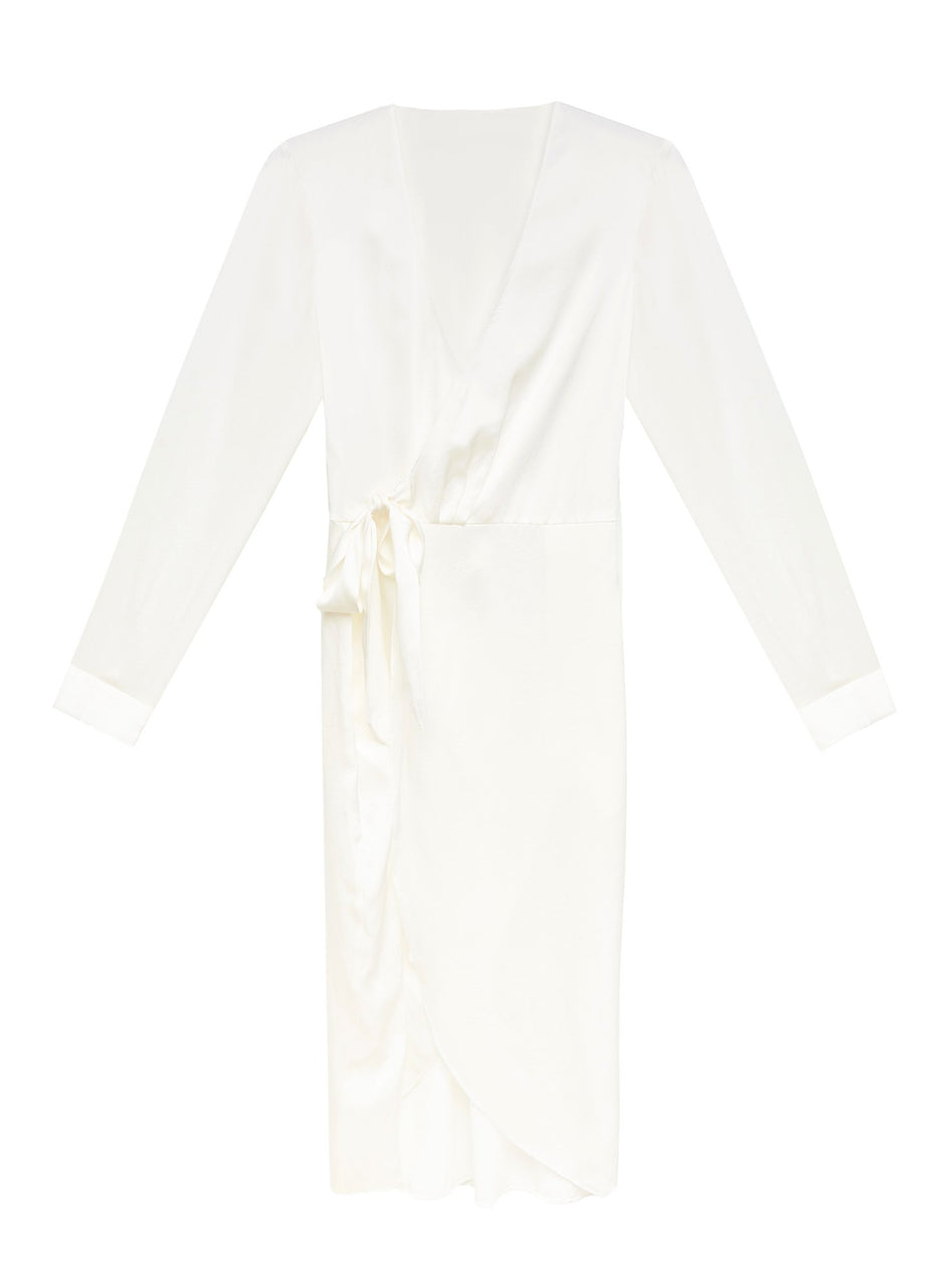 Ivory - Washable Silk Wrap Robe | Fleur du Mal - DEMO