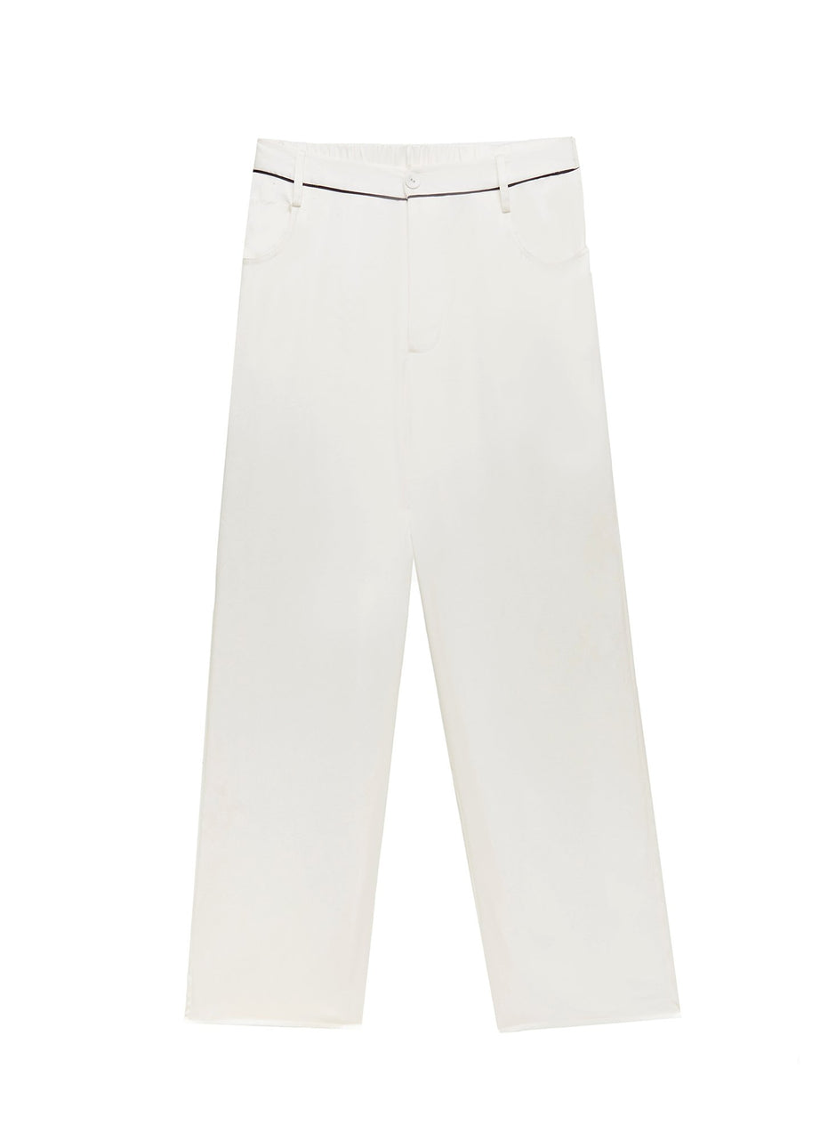 Ivory/black - Washable Silk PJ Pant | Fleur du Mal - DEMO