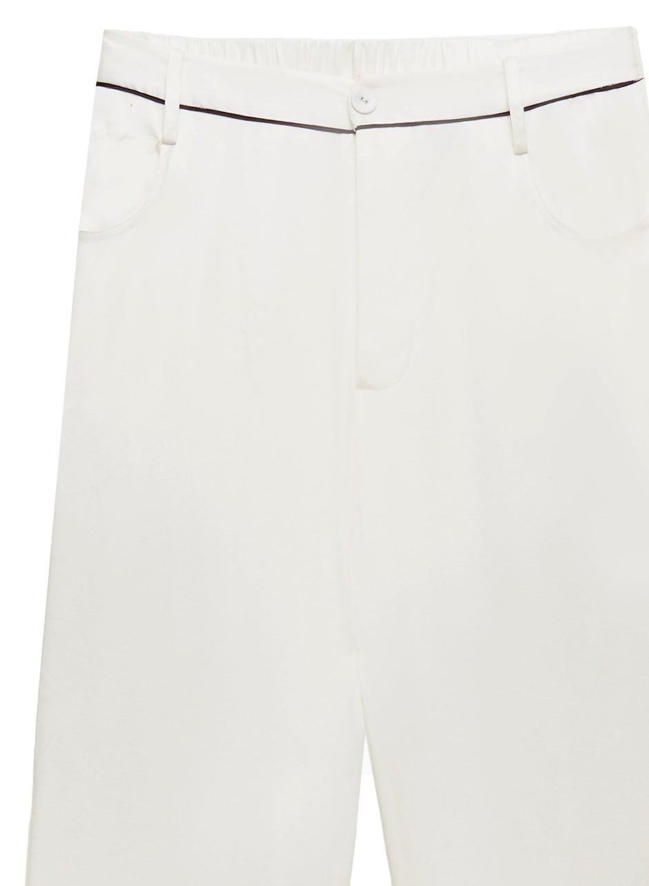 Ivory/black - Washable Silk PJ Pant | Fleur du Mal - DEMO