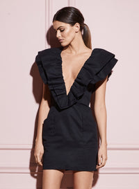 Deep V Ruffle Dress