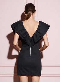 Deep V Ruffle Dress