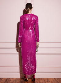 Long Sequin Wrap Dress