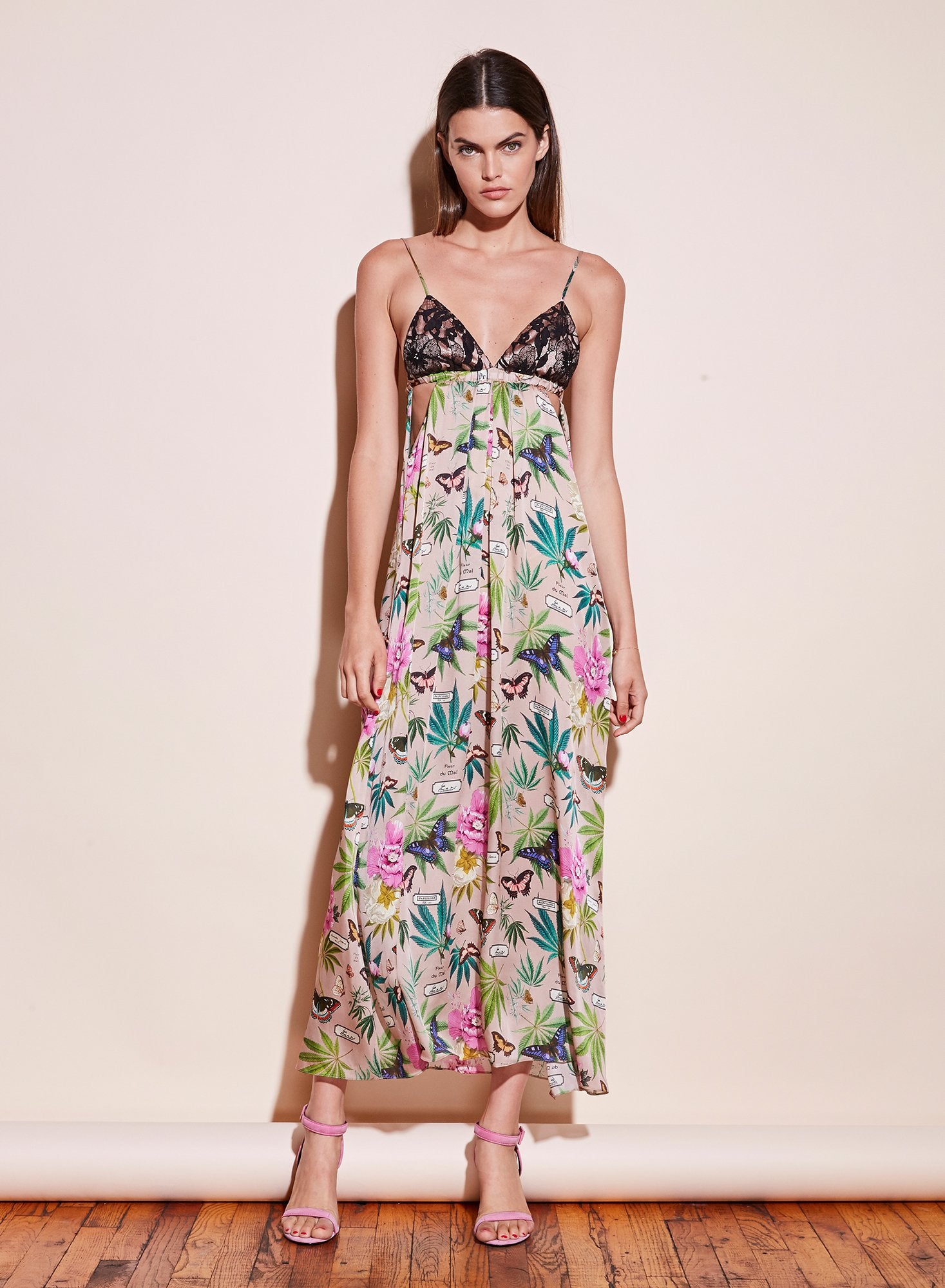 Cutout Layered Lace Maxi Dress
