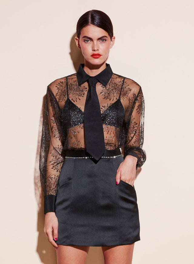 Black - Tie Me Up Shirt | Fleur du Mal - DEMO