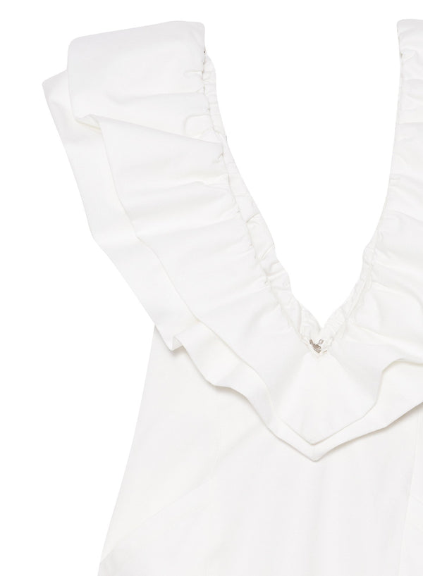 Ivory - Deep V Ruffle Dress | Fleur du Mal - DEMO
