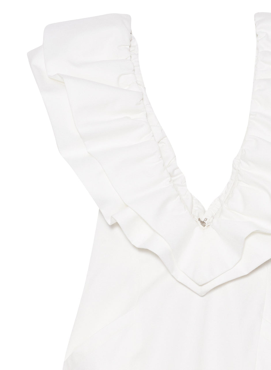 Ivory - Deep V Ruffle Dress | Fleur du Mal - DEMO