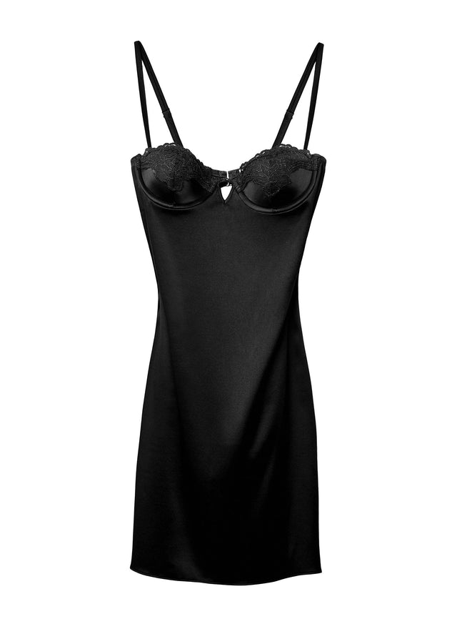 Black - James Lace Cupped Slip | Fleur du Mal - DEMO