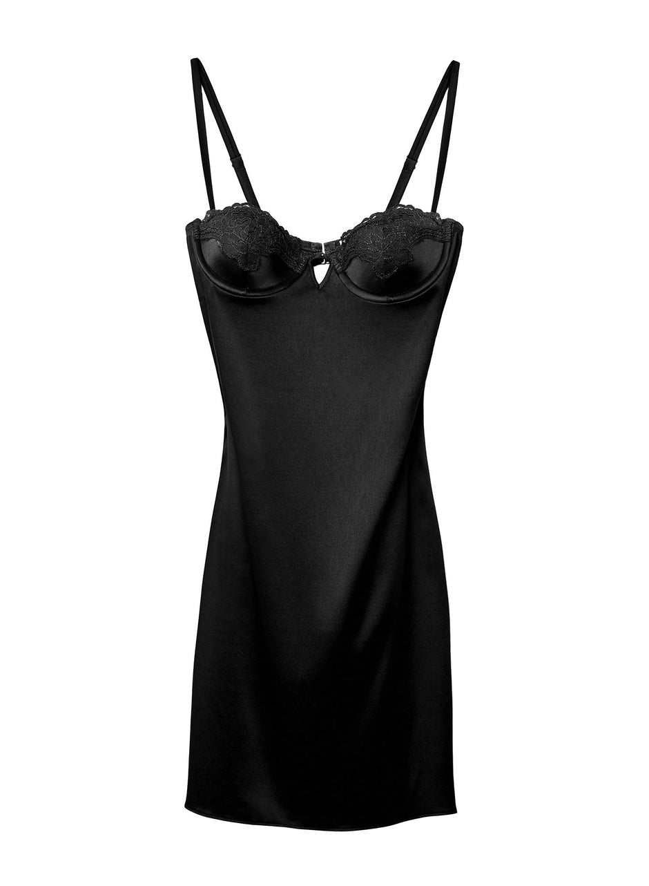 Black - James Lace Cupped Slip | Fleur du Mal - DEMO