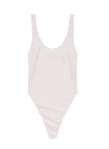 Ivory - Ribbed Scoop Neck High Leg Bodysuit | Fleur du Mal - DEMO