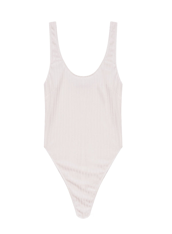 Ivory - Ribbed Scoop Neck High Leg Bodysuit | Fleur du Mal - DEMO