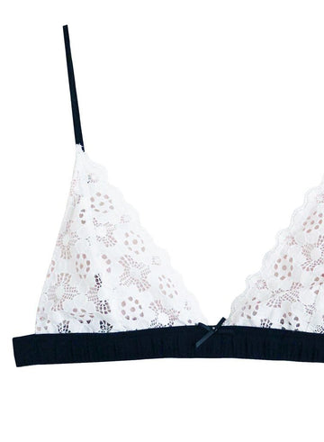 White - Crochet Lace Triangle Bra | Fleur du Mal - DEMO