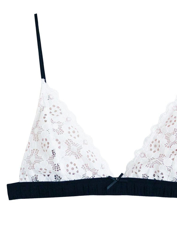 White - Crochet Lace Triangle Bra | Fleur du Mal - DEMO