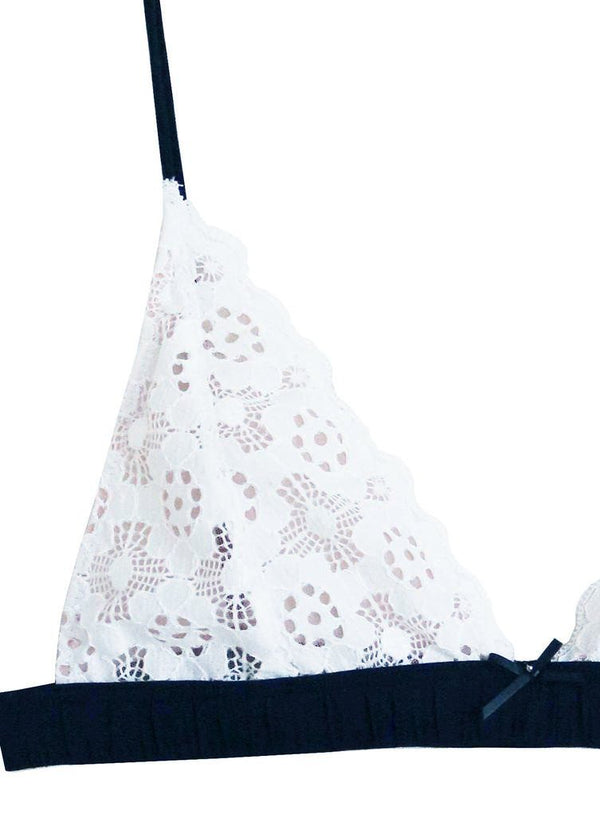 White - Crochet Lace Triangle Bra | Fleur du Mal - DEMO