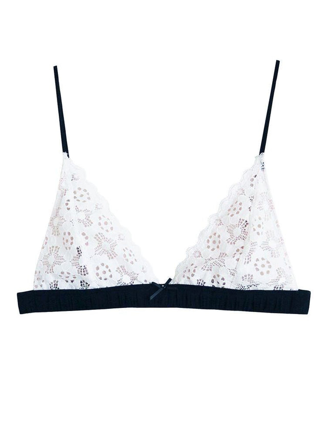 White - Crochet Lace Triangle Bra | Fleur du Mal - DEMO