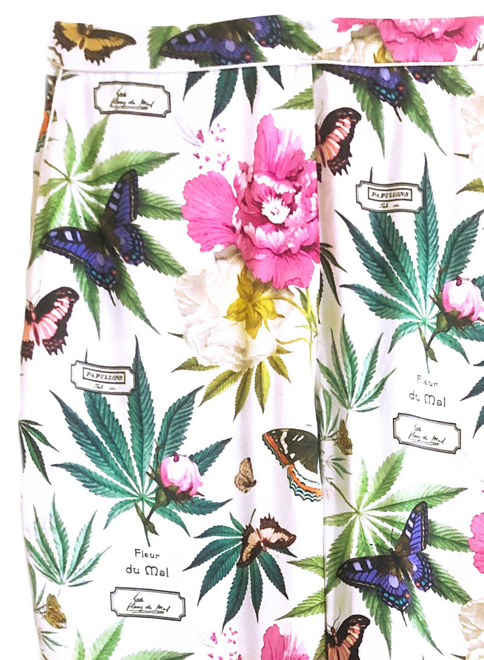 White botanical - Bedroom to Boardroom Pant | Fleur du Mal - DEMO